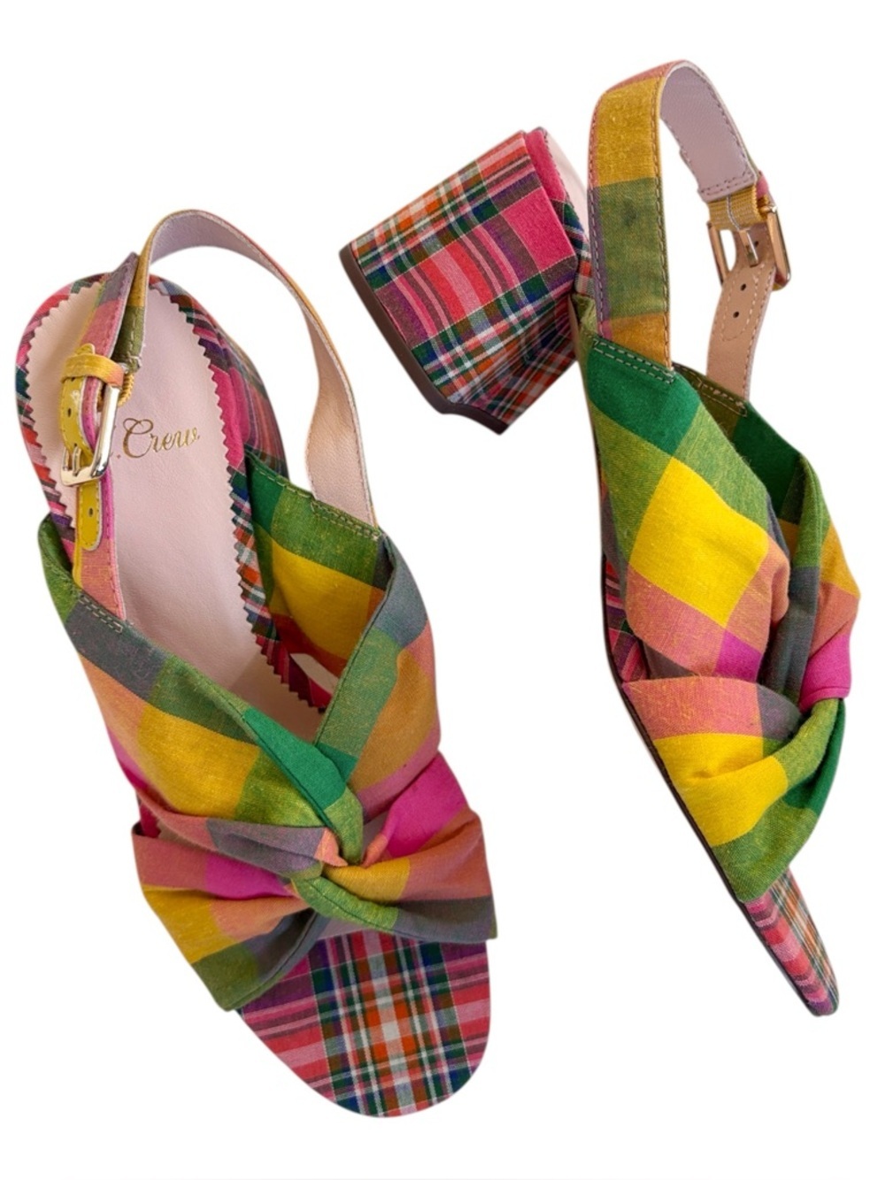 Like New J. Crew Twisted Knot Penny Sandals Plaid Size 5